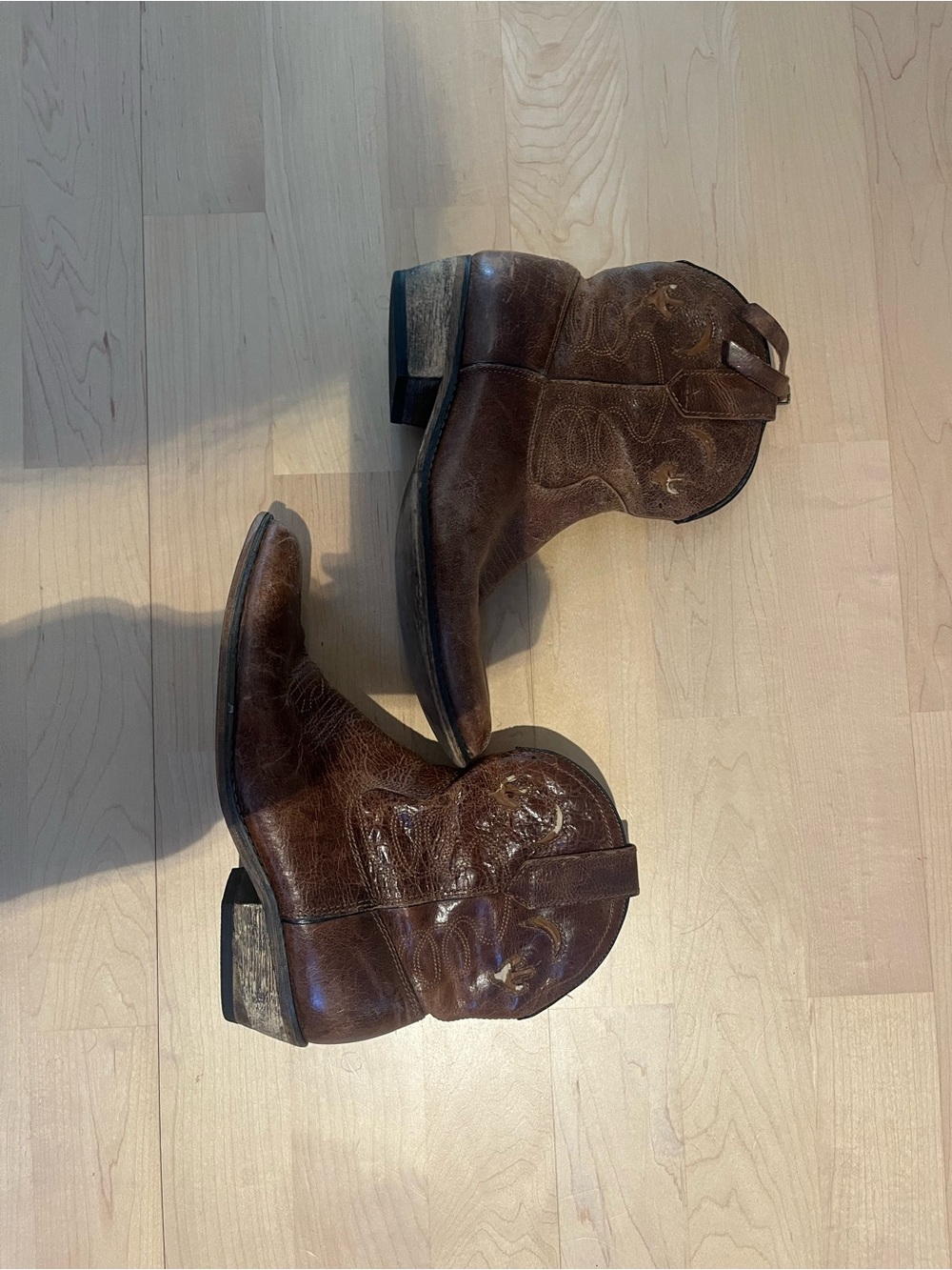 Brown Leather Dingo Ankle Cowboy Boots